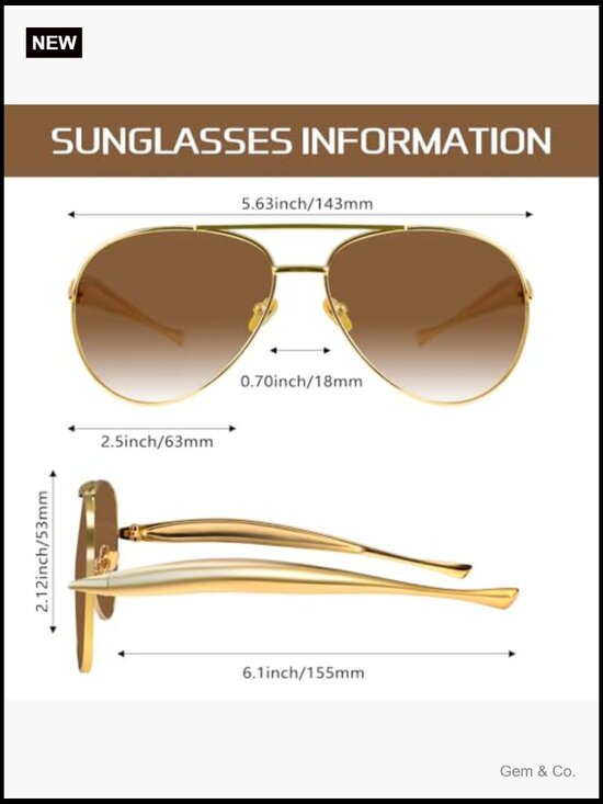 Oversized 70s Aviator Sunglasses Metal Frame UV Protection main image 5